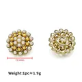Golden sunflower button with white pearls and rhinestones 15.5mm size for coats - Dot Pearl Light Gold Style