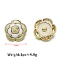 21mm gold metal flower button with white rose embossing and back eyelet structure - Light Gold Embossed Flower 21mm