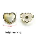 23.5mm heart-shaped gold metal buttons with cream pearl inlay and braided edge detail - Light Gold Heart Pearl 23.5mm