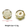 19mm 2.5g elegant white rose flower shank button with golden metal trim for cardigans - Light Gold Rose Style 19mm