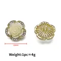 22mm gold metal rose flower button with white resin and rhinestones for cardigans - Light Gold Rhinestone Flower 22mm