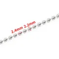 Silver stainless steel bead chain necklace link with 2.2mm and 2.4mm size measurements - 2.2x2.4mm / Steel
