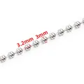 Silver stainless steel bead chain with 3.2mm round beads and 3mm spacing detail - 3x3.2mm / Steel