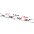 Chaîne à maillons ovales en acier poli, épaisseur 2mm et longueur 19,8mm dimensions - Couleur Acier Chaîne Clip Ovale Faite à la Main / 9.5mm