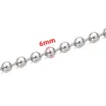 Polished 6mm stainless steel round bead chain with silver metallic reflective surface - 6mm