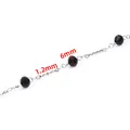 DIY-Edelstahl-Gliederkette mit 6mm facettierten schwarzen Kristallperlen - Großes Perlen-Design / Schwarz