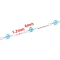 6mm himmelblaue Kristallkette mit 1,2mm silbernen Edelstahl-Gliederketten für DIY - Großes Perlen-Design / Blau
