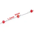 6 mm rote Kristallperle und 1,2 mm silberne Edelstahl-Gliederkette für DIY-Schmuck - Großes Perlen-Design / Rot