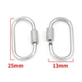 Detail of 25mm x 13mm stainless steel oval screw clasp with dimensions for jewelry making - Oval Screw Lock / Steel