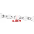 Textured silver stainless steel coffee bean chain link necklace with 8.3mm width - Silver Textured Coffee Bean Chain