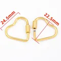 Golden heart screw lock clasp for DIY jewelry making, 24.5x22.5mm size showing open state - Heart Screw Lock / Gold