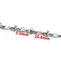 Polished silver stainless steel coffee bean knot chain with 5.5mm width detail - Steel Color Coffee Bean Knot Chain