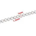 Chaîne à maillons en forme de cœur en acier inoxydable argenté, largeur 7mm et fil 1,3mm - Argent (1.3x7.0mm)