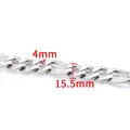 Silberne Edelstahl Figaro-Kette mit 15,5 mm langen Gliedern und 4 mm Breite - NK 3:1 Figaro Kette 15.5mm (B508) / Stahlfarben