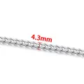 Collana a catena cubana in acciaio inossidabile argento, variante con larghezza 4,3 mm - Catena a Molatura Rotonda (Sottile)