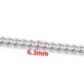 Dettaglio catena a maglia cubana argento da 6,3 mm in acciaio inossidabile lucido - Catena a Molatura Rotonda (Spessa)