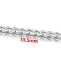 Catena cubana classica in acciaio inossidabile argento da 10,5 mm per gioielli - Catena a Molatura Rotonda (Extra Larga)