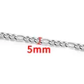 Close-up of 5mm silver stainless steel Figaro chain showing detailed 3:1 link structure - NK 3:1 Link 5mm / Steel