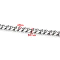 Catena cubana in acciaio inossidabile argento larga 10mm e spessa 3mm per gioielli - Catena a Sei Facce Molata (Speciale)