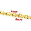 2mm thick golden stainless steel oval link chain with 8mm width for jewelry making - Oval Beveled Link Chain / 2x8mm / 18K Gold
