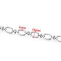 Détail de la chaîne à maillons ovales 2mm x 10mm en acier inoxydable poli - Chaîne en Fil Plat à Clip Faite à la Main / 2x10mm / Acier