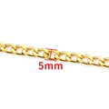 5mm golden stainless steel curb chain with polished finish and compact links detail - Wide Style / Gold