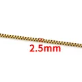 Golden 2.5mm stainless steel box chain necklace with square links and smooth finish - 2.5mm / 18K Gold