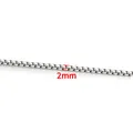 Detailed view of a 2mm silver stainless steel box chain necklace for DIY jewelry - Number 2 / Steel