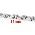 Silver stainless steel 11mm curb chain with diamond-cut texture and metallic finish - Large Chunky Chain / Steel Color (Twisted Oval Style)
