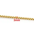 3mm breite goldene Edelstahl-Vierkantkette mit hochglanzpoliertem Finish - Zahl 3 / Gold