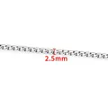 2,5 mm Edelstahl Box-Kette in Silber mit Detailansicht der Glieder für DIY-Schmuck - 2.5 / Stahlfarben