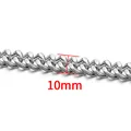 Collana a catena cubana in acciaio inossidabile argento lucido con maglie da 10mm - Catena a Doppia Molatura (Super Larga)