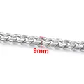 Catena cubana in acciaio inossidabile argento con dettaglio larghezza di 9mm - Catena a Molatura Rotonda (Larga)