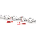 12mm Edelstahl O-Kette Halskette mit 3mm Gliederstärke in glänzendem Silber - O-Form Kreuzkette (12mm) / Stahlfarben