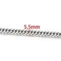 Catena cubana da 5,5 mm in acciaio inossidabile argento con finitura lucida a specchio - Catena a Doppia Trama Quattro Facce (Sottile)