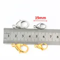 19mm gold and silver stainless steel lobster clasps with size measurement reference - S / Steel