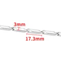 Silver stainless steel rhombus link chain 3mm x 17.3mm for DIY jewelry making - Wider Style