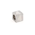 Square stainless steel bead with number 4 engraving for DIY jewelry making - Steel Color Number 4
