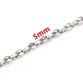 Polished stainless steel coffee bean chain necklace link with 5mm width measurement - Coffee Bean Style (B600) / 5mm / Steel