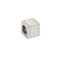 Silver square stainless steel bead with number six engraving for DIY jewelry - Steel Color Number 6
