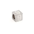 Square stainless steel number 9 bead for DIY jewelry making with silver brushed finish - Steel Color Number 9