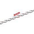 4mm silver stainless steel coffee bean link chain for DIY necklace and bracelet crafting - Oval Coffee Bean Style / Steel