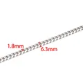 Stainless steel Cuban chain variant with 6.3mm width and 1.8mm thickness detail - Silver Encrypted Round Curb Chain 1.8x6.3mm