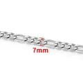 7mm silver Figaro chain necklace in polished stainless steel for men and women - NK 3:1 Chain 7mm / Steel