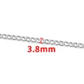 Sleek 3.8mm wide silver stainless steel curb chain with polished flat links for DIY jewelry - NK 1:1 Chain 3.8mm / Steel