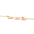 Golden stainless steel bead chain with 3.5mm beads and 0.4mm wire diameter details - Wide Style / Gold