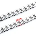 10mm silver stainless steel curb chain with flat interlocking links for DIY jewelry - NK 1:1 Chain 10mm / Steel
