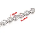 Chaîne à maillons torsadés en acier inoxydable argenté de 2,5 mm sur 9,3 mm - Couleur Acier Chaîne Gourmette Polie 2.5x9.3mm