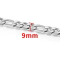 9mm wide silver stainless steel Figaro chain for DIY jewelry making and necklaces - NK 3:1 Chain 9mm / Steel