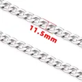 Polished silver stainless steel Cuban link chain with 11.5mm width specification - NK 1:1 Chain 11.5mm / Steel
